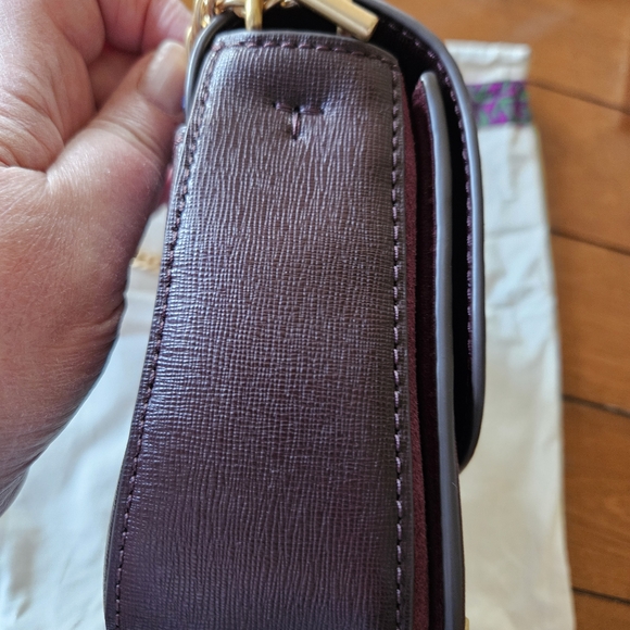 Tory Burch Dark Brown Crossbody Bag with Colorful Stitching - Picture 4 of 10